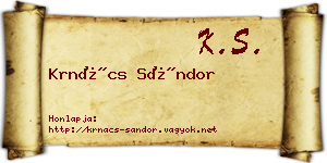 Krnács Sándor névjegykártya