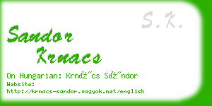 sandor krnacs business card